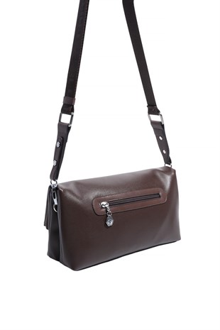 Silver & Polo SP1278 Kadın Çapraz Çanta Düz Kahve-Kahve