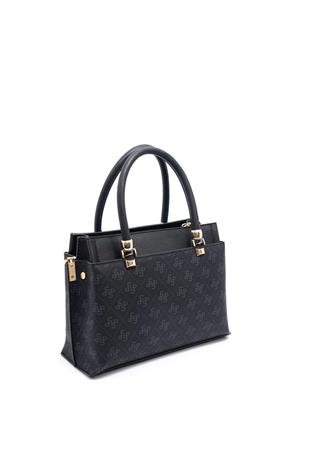 Silver & Polo SP826 Kadın El Çantası Monogram Siyah