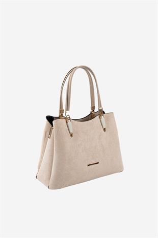 Silver & Polo SP1205 Kadın El Çantası Süet Bej-Kum
