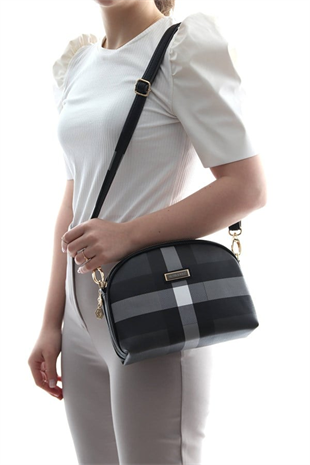 Silver & Polo SP765 Kadın Çapraz Çanta Ekose Siyah