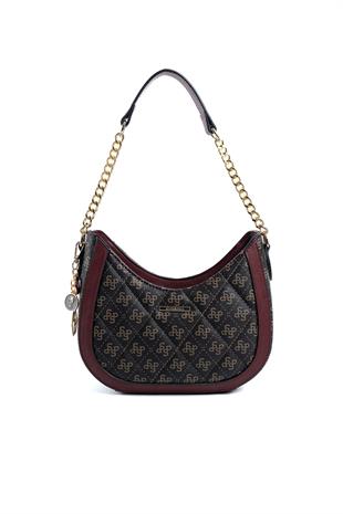 Silver & Polo Kahve Sarı - Bordo SP1168 Kadın Omuz Çantası