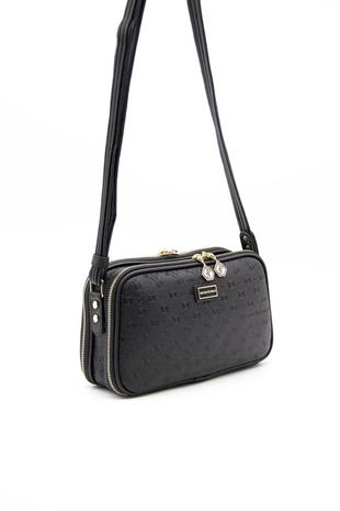 Silver & Polo SP899 Kadın Çapraz Çanta Logolu Siyah-Siyah
