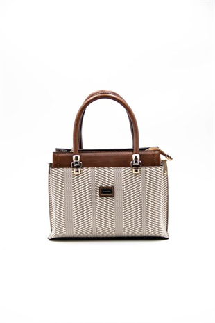 Silver & Polo SP826 Kadın El Çantası Hasır Bej-Taba