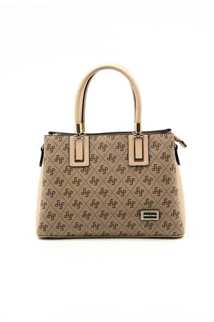 Silver & Polo SP1000 Kadın El Çantası Monogram Koyu Bej-Ten