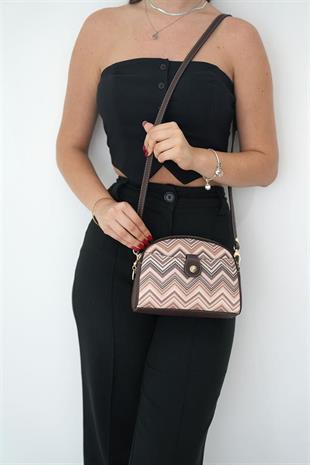 Silver & Polo SP1144 Kadın Çapraz Çanta Ekose Nut-Kahve