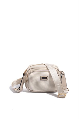 Silver & Polo SP1111 Kadın Çapraz Çanta King Desen Kum-Kum Beji
