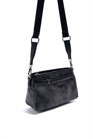 Silver & Polo SP1184 Kadın Çapraz Çanta Petek M.Gümüş-Siyah