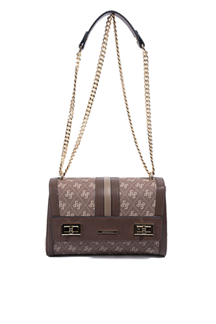 Silver & Polo SP1139 Kadın Çapraz Çanta Monogram Kahve