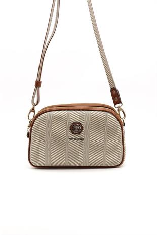 Silver & Polo SP745 Kadın Çapraz Çanta Hasır Bej-Taba