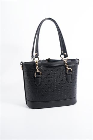 Silver & Polo SP1155 Kadın El Çantası Logolu Siyah-Siyah