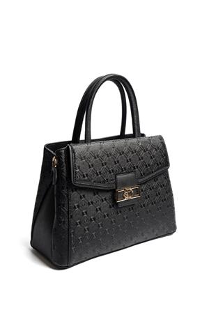 Silver & Polo SP1264 Kadın El Çantası Logolu Siyah-Siyah