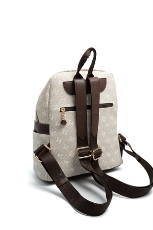 Silver & Polo SP926 Kadın Sırt Çantası Monogram Taş-Kahve