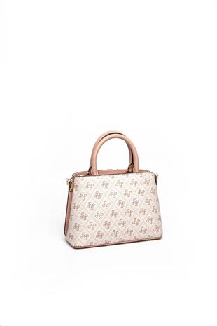 Silver & Polo SP987 Kadın El Çantası Şeritli Monogram Pembe-Somon