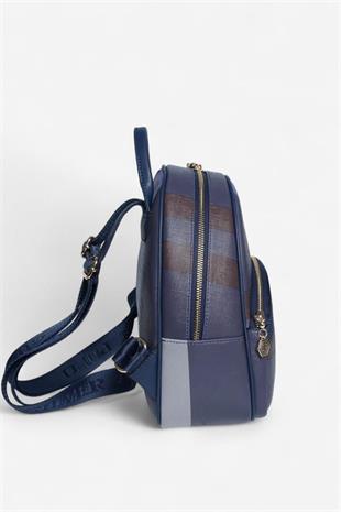 Silver & Polo SP945 Kadın Sırt Çantası Ekose Lacivert