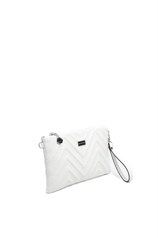 Silver & Polo SP1250 Kadın Portföy & Clutch Crash Beyaz-Beyaz