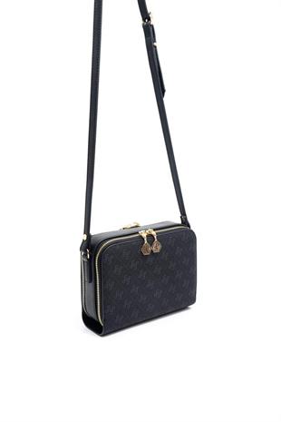 Silver & Polo SP888 Kadın Çapraz Çanta Monogram Siyah