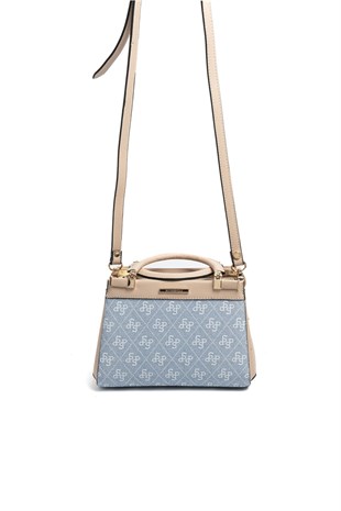 Silver & Polo SP1193 Kadın El Çantası Monogram Mavi-Ten