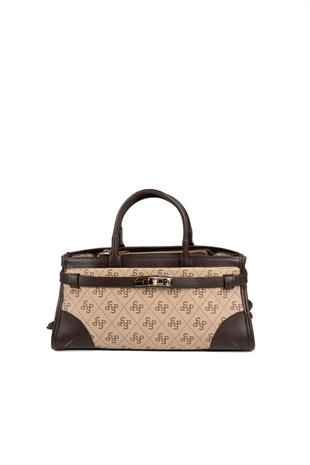 Silver & Polo SP1260 Kadın El Çantası Monogram Koyu Bej-Kahve
