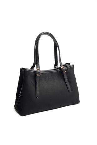 Silver & Polo SP1252 Kadın El Çantası Süet Siyah-Siyah