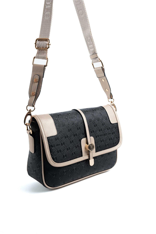 Silver & Polo SP1182 Kadın Çapraz Çanta Logolu Siyah-S.Nut