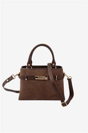 Silver & Polo SP1149 Kadın El Çantası Süet Kahve
