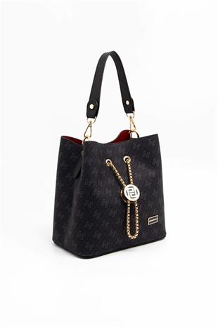 Silver & Polo SP967 Kadın Çapraz Çanta Monogram Siyah