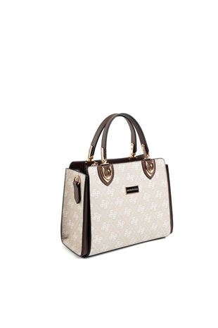 Silver Polo SP1133 Kadın El Çantası Monogram Taş-Kahve