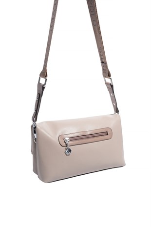 Silver & Polo SP1278 Kadın Çapraz Çanta Düz Koyu Bej-Latte