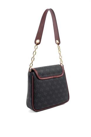 Silver Polo SP1147 Kadın Omuz Çantası Monogram Siyah-Bordo