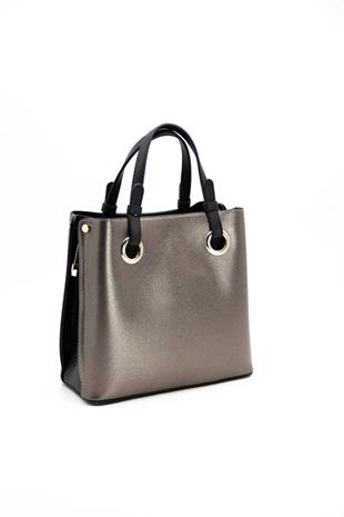 Silver & Polo SP975 Kadın El Çantası Düz Platin-Siyah