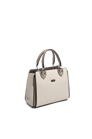 Silver & Polo SP1133 Kadın El Çantası Düz Bej-Latte