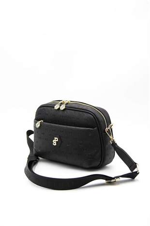 Silver & Polo SP1094 Kadın Çapraz Çanta Logolu Siyah-Siyah