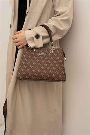 Silver & Polo SP1098 Kadın El Çantası Monogram Kahve