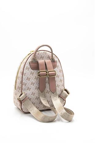 Silver & Polo SP945 Kadın Sırt Çantası Monogram Pembe-Somon