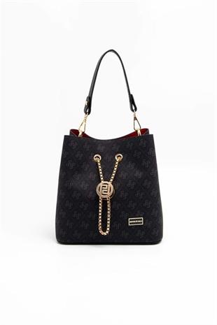 Silver & Polo SP967 Kadın Çapraz Çanta Monogram Siyah