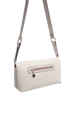 Silver & Polo SP1278 Kadın Çapraz Çanta King Desen Kum-Kum Beji