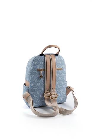 Silver & Polo SP906 Kadın Sırt Çantası Monogram Mavi-Ten