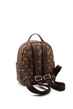 Silver & Polo SP1130 Kadın Sırt Çantası Monogram Kahve