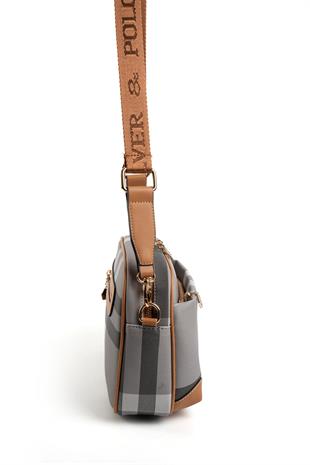 Silver & Polo SP1094 Kadın Çapraz Çanta Ekose Gri-A.Taba