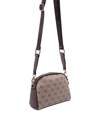 Silver & Polo SP1144 Kadın Çapraz Çanta Monogram Koyu Bej-Kahve