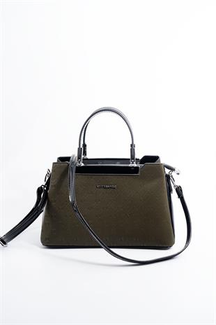 Silver & Polo SP913 Kadın El Çantası Fashion Haki-Rugan-Siyah