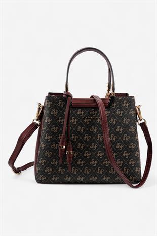 Silver & Polo Kahve Sarı - Bordo SP969 Kadın El Çantası