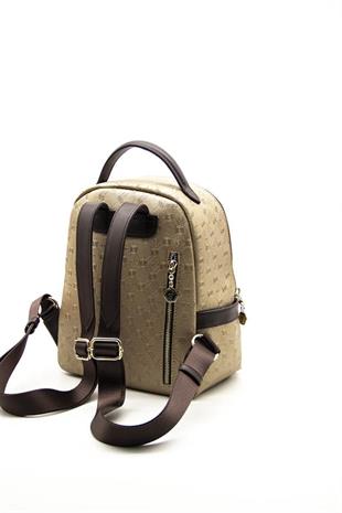 Silver & Polo SP1061 Kadın Sırt Çantası Logolu Bronz-Kahve