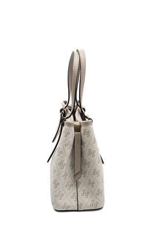 Silver & Polo SP1252 Kadın El Çantası Monogram Bej-Kum