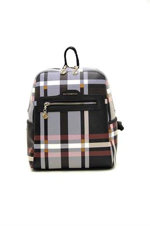 Silver & Polo SP866 Kadın Sırt Çantası Ekose Siyah