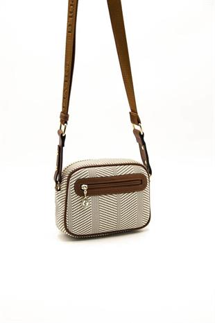 Silver & Polo SP1111 Kadın Çapraz Çanta Hasır Bej-Taba