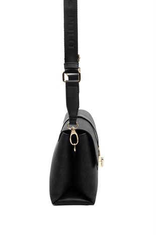 Silver & Polo SP1275 Kadın Çapraz Çanta Monogram Siyah-Siyah