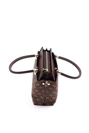 Silver & Polo SP826 Kadın El Çantası Monogram Kahve