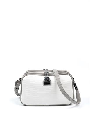 Silver & Polo SP899 Kadın Çapraz Çanta Petek Beyaz-A.Gri