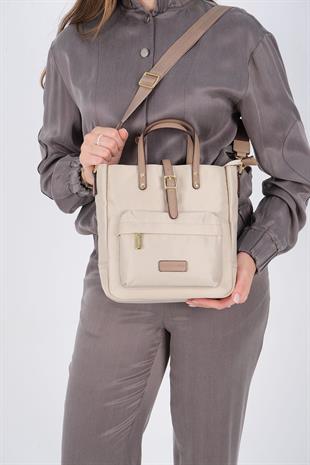 Silver & Polo SP1218 Kadın El Çantası Saten Bej-Kum